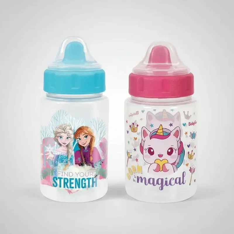 2 Copos Transição Bico Rigido Disney Válvula R Rosa Meninas