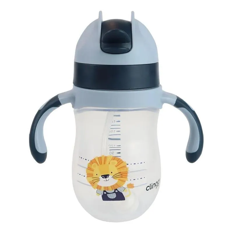 Copo Infantil Transição Leão Canudo Silicone Alça 220ml 6m