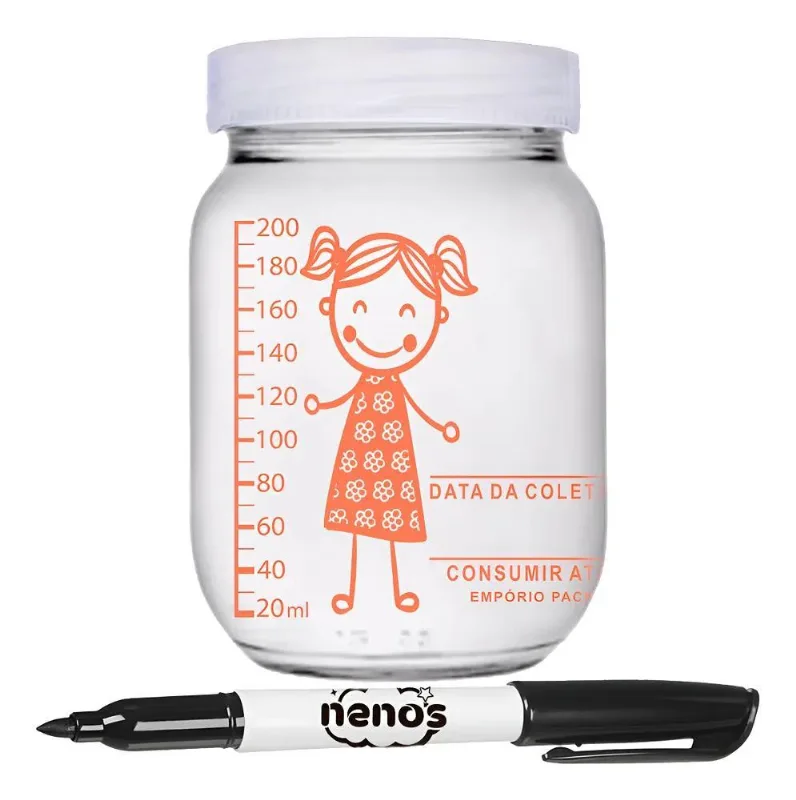 10 Potes De Vidro Armazenar Leite Materno, Graduação 200ml