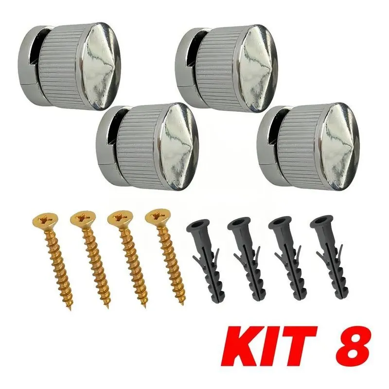 3x Kit 8 Botão Francês Suporte Abs Espelho + Bucha Parafuso