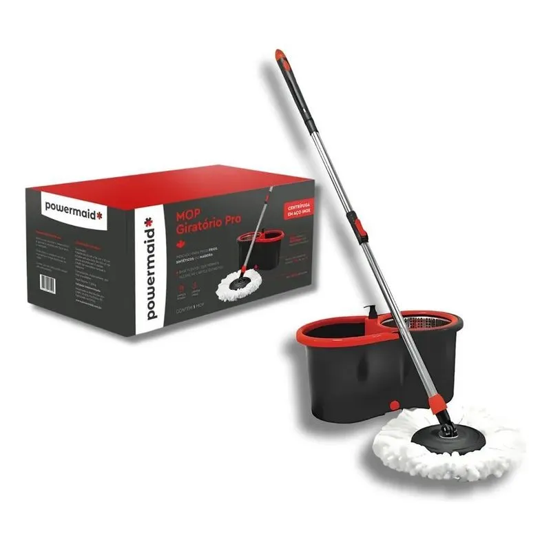 10x Mop Giratório Pro 360o Cesto Inox + Refil Microfibra Fu