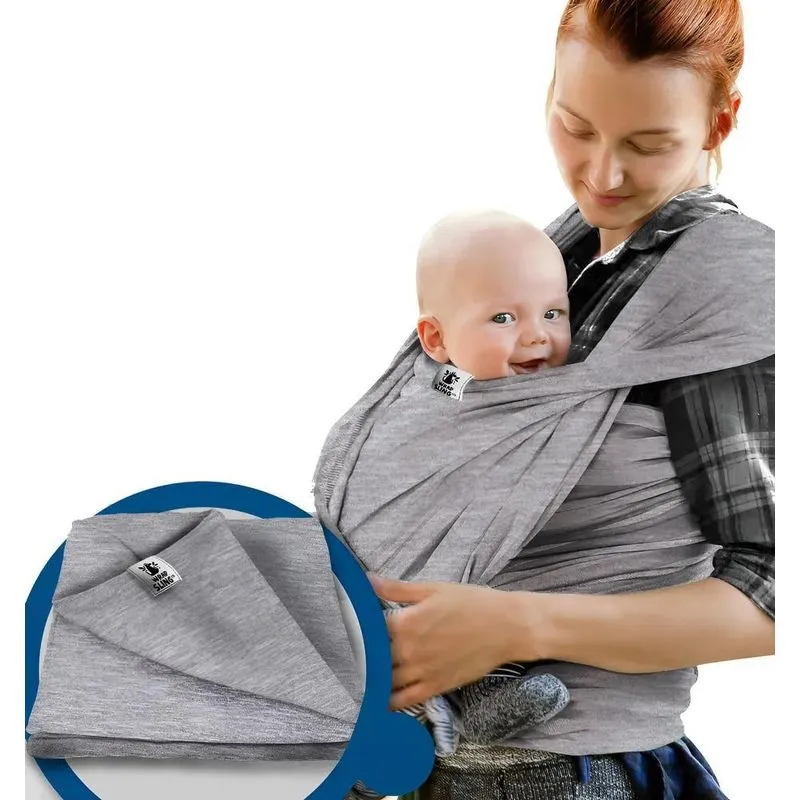 Canguru Wrap Sling Bebê Carregador Carrier Enxo Cinza Mescla