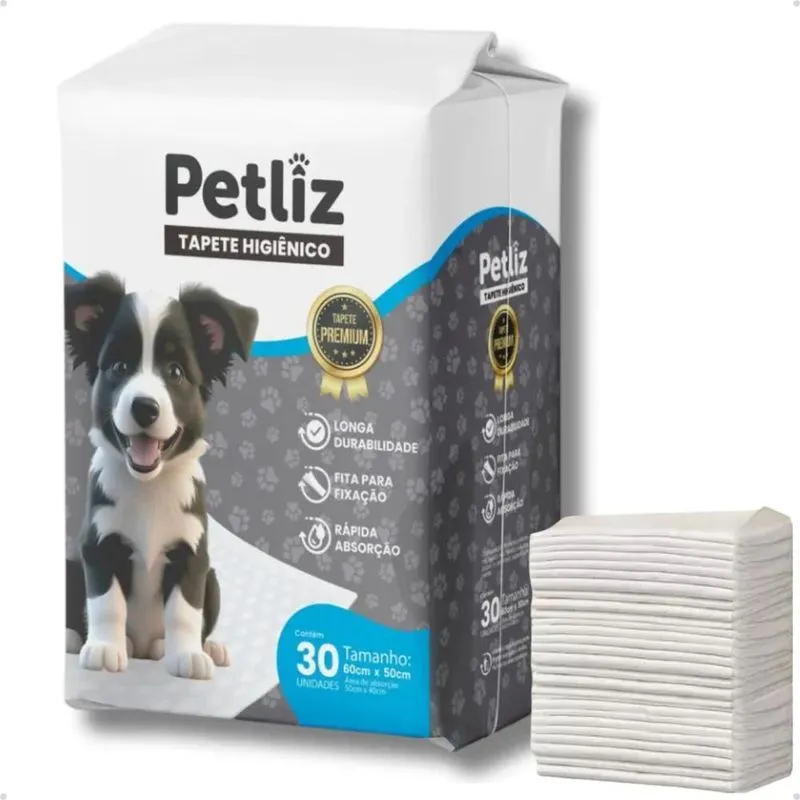 5x Tapete Higiênico Petliz 60x50 30un Xixi Absorção Sanitári