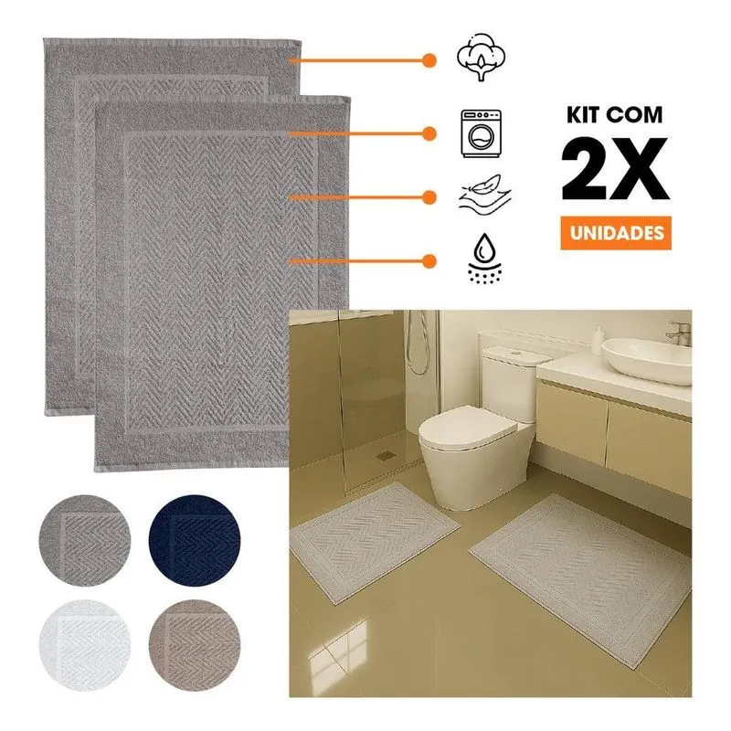 10x Kit 2 Tapetes Toalha Piso Banheiro Prime 50x70cm 100% A