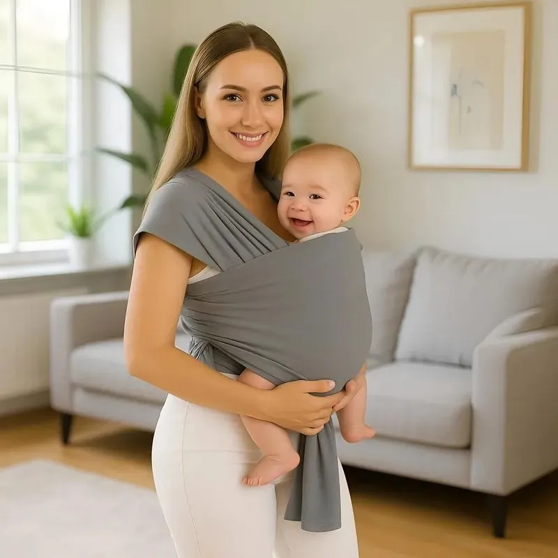 Sling Wrap Canguru, Malha 100% Algodão Pano P/carregar Cinz
