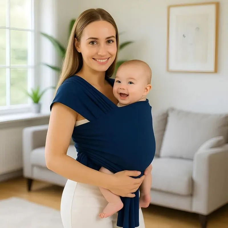 Sling Wrap Canguru, Malha 100% Algodão Pano P/carrega Marinh