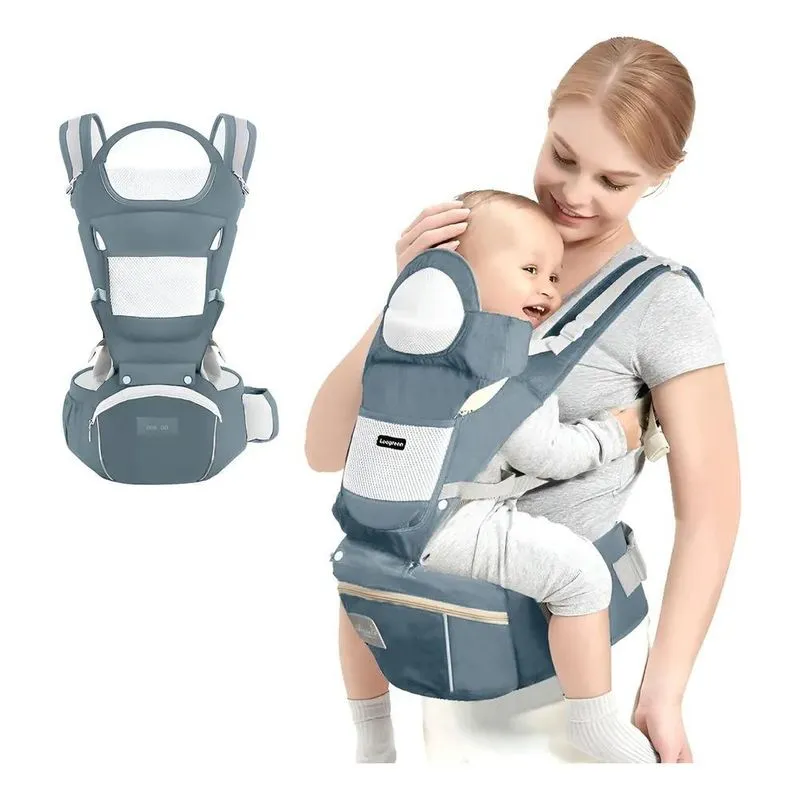 Bolsa Canguru Ergonômico Bebê Mãe Premium 12 Posi Azul-celes