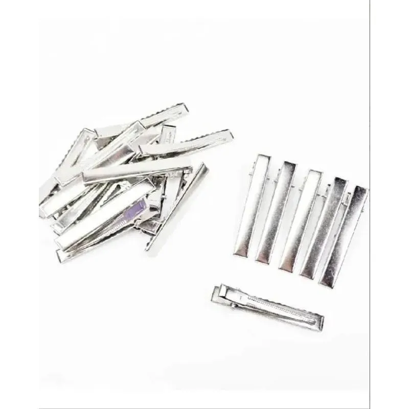 2x Kit Com 100 Bico Pato Presilha Jacaré 6,5 Cm Prata
