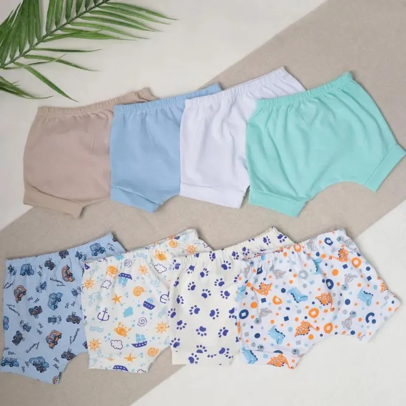 Kit 8 Shorts De Bebe Misto Estampado E Liso 100% Menina GG