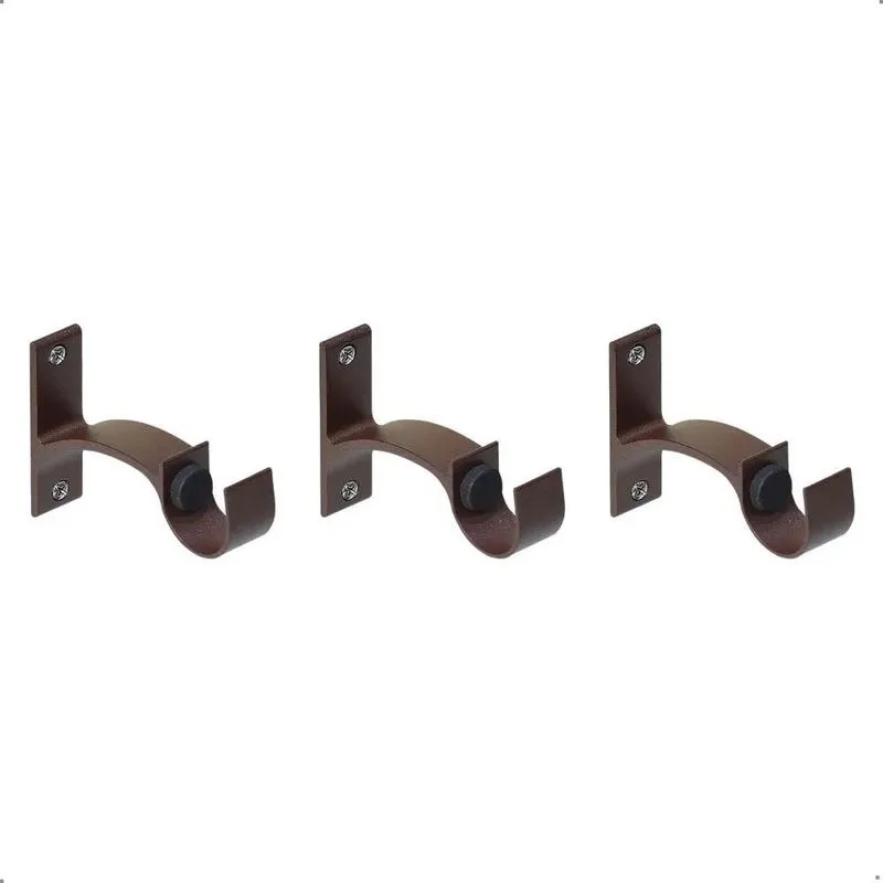Kit 3 Suportes Parede Para Varão Cortina 28mm Cores Cor Marr