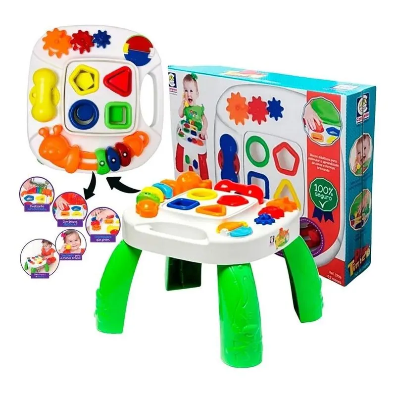 Mesa Didática Infantil Play Time Para Bebê Mesinha Educativa