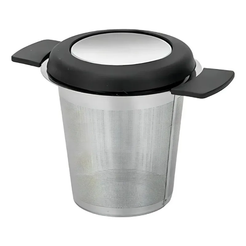 5x Infusor Com Tampa Aço Inox Cesto Coador Chá Ervas Filtro
