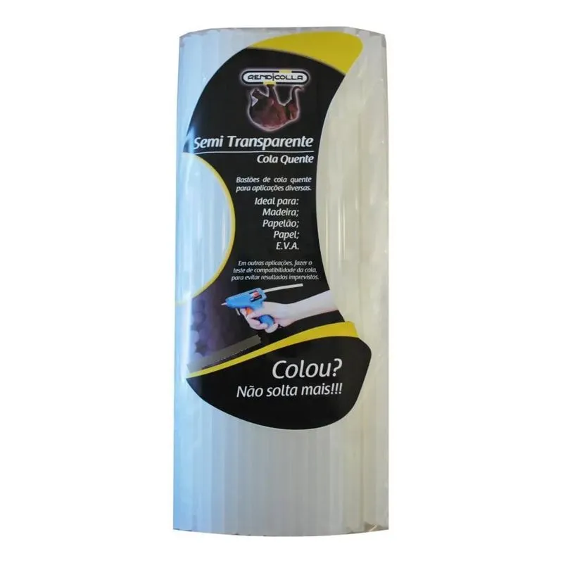 2x Refil Bastao Cola Quente Semi Transp Fino 7,5mm - Pct 1kg