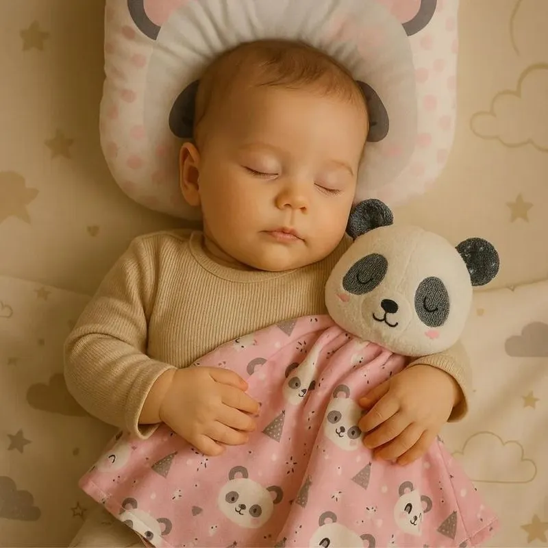 Kit Naninha Com Bichinho Pelúcia E Travesseiro Panda Rosa