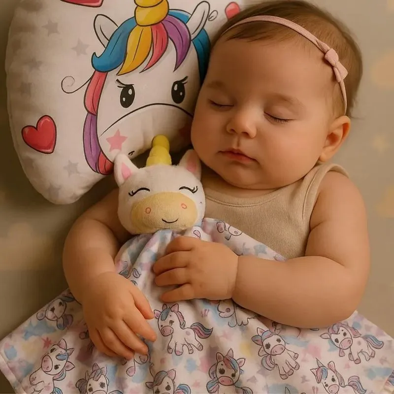 Kit Naninha Com Bichinho Pelúcia E Travesseiro A Unicornio