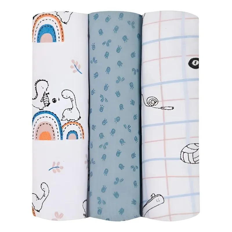 Kit 3 Cueiros Manta Flanelado Grande Bebê Algodão Menino Azu