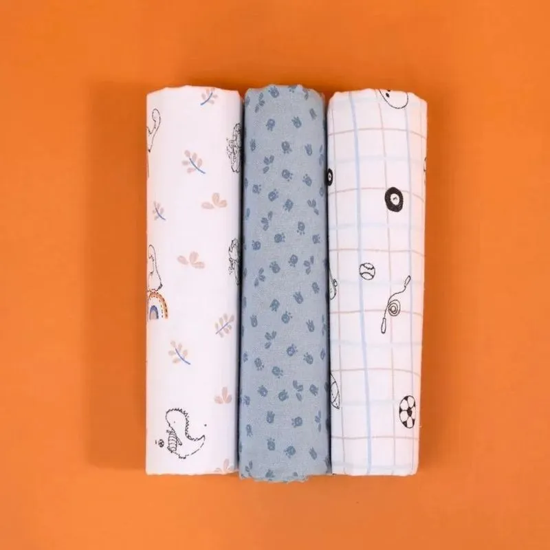 Cueiro Bebê Manta 80x80cm Algodão Flanelado Papi Dino Azul