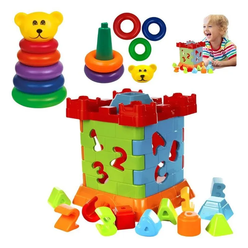 Brinquedo Menino Menina Educativo Peças Encaixar Bebe 1 Ano