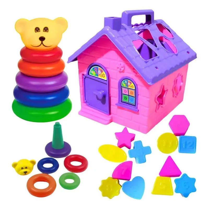 Kit Brinquedo Educativo 1 Ano Menino Menina Casinha Ursinho