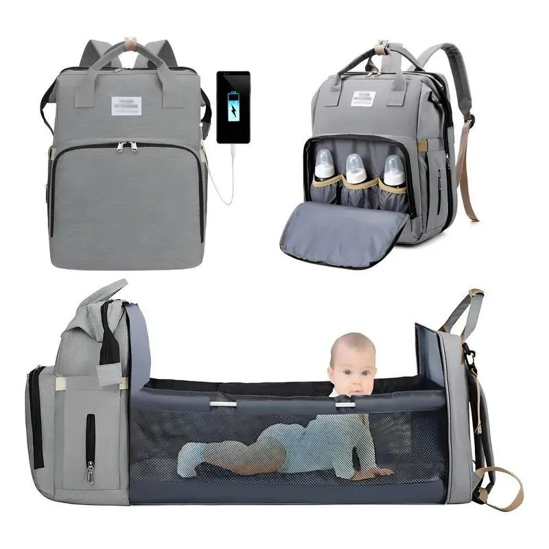 Bolsa Mochila Maternidade Vira Berço Troca Bebê Porta Frauda