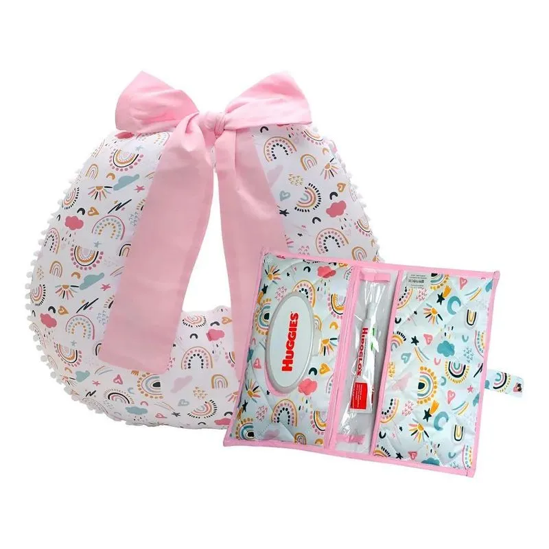 Kit Almofada Amamentação+ Porta Fralda Menino Menina Arco-íris