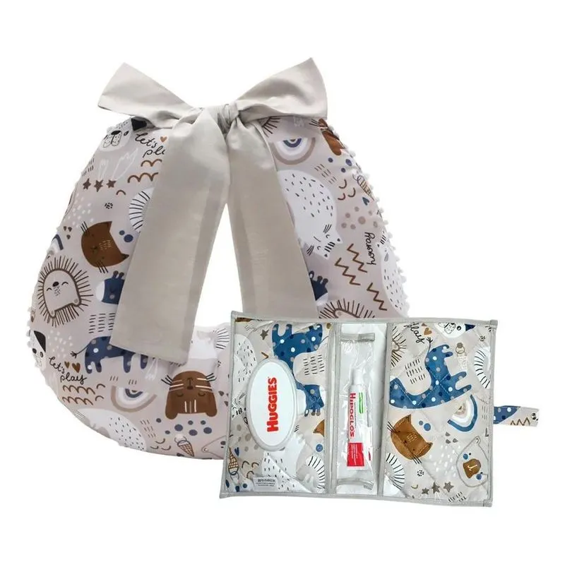 Kit Almofada Amamentação+ Porta Fralda Menino Menina Mundo P