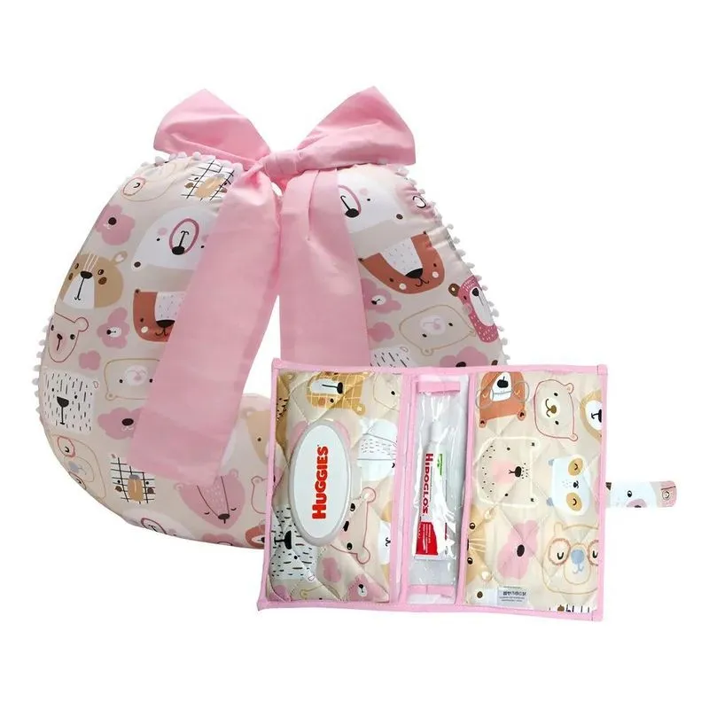 Kit Almofada Amamentação+ Porta Fralda Menino Meni Ursinha M