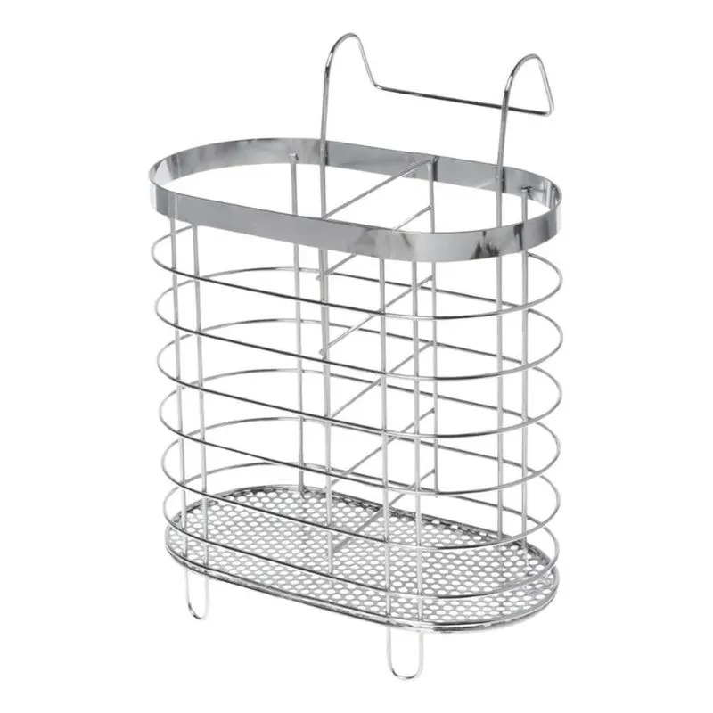 Porta Talher Escorredor Aramado Metal Cromado 2 Divisórias