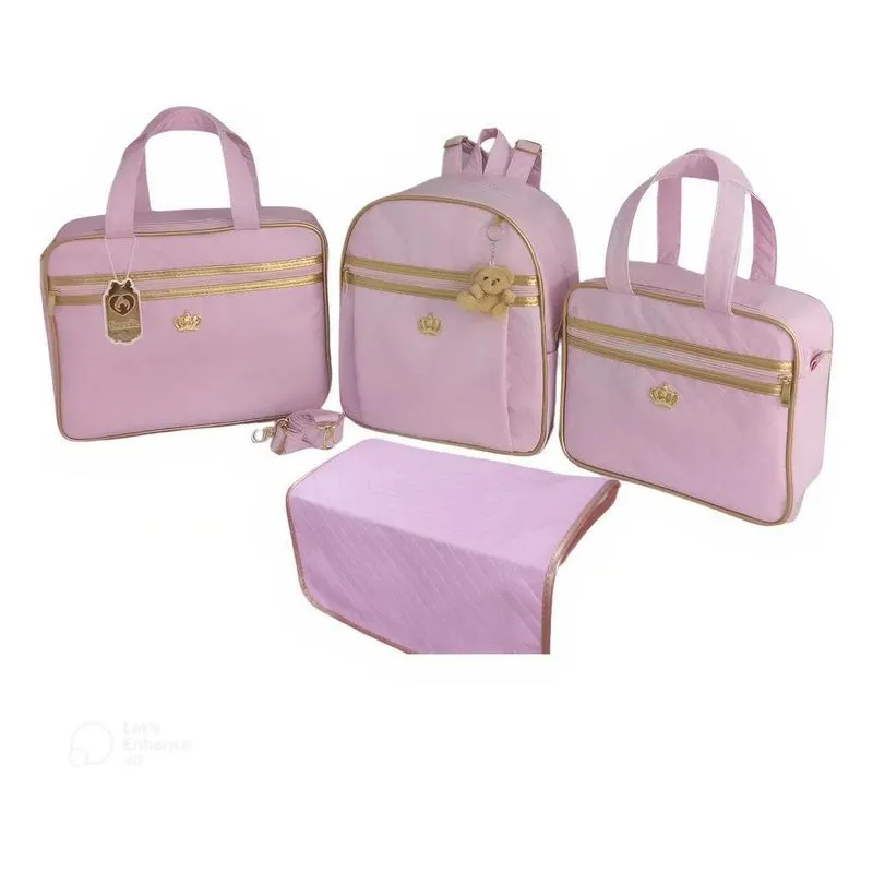 Bolsa Maternidade Feminino Kit 2 Bolsas + Mochila Rosa Meni