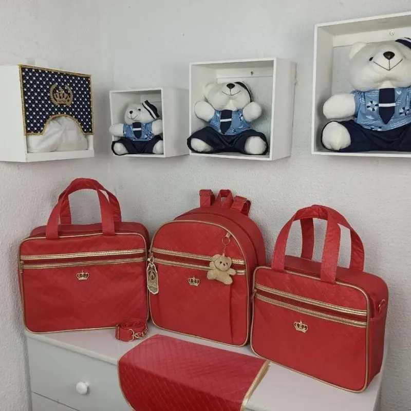 Bolsa Maternidade Feminino Kit 2 Bolsas + Vermelho (tom Vinh