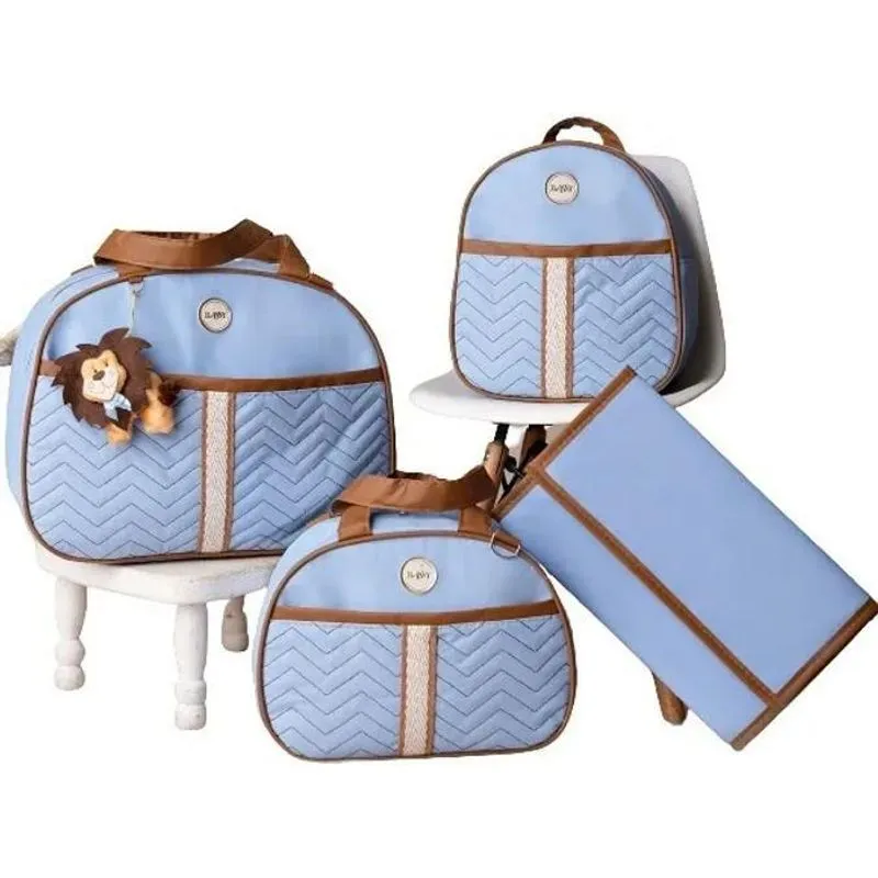 Bolsa Maternidade Mochila Safári Menino Men Azul-celeste