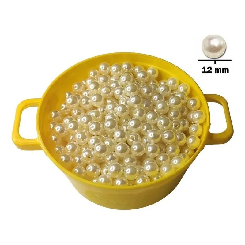 5x Perola Abs 8mm 10mm 12mm 14mm Com Furo Pacote 500 Gramas