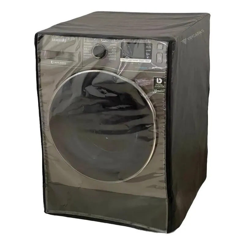 Capa Maquina Lava E Seca Samsung 11 Kg Ziper Transparente Preto