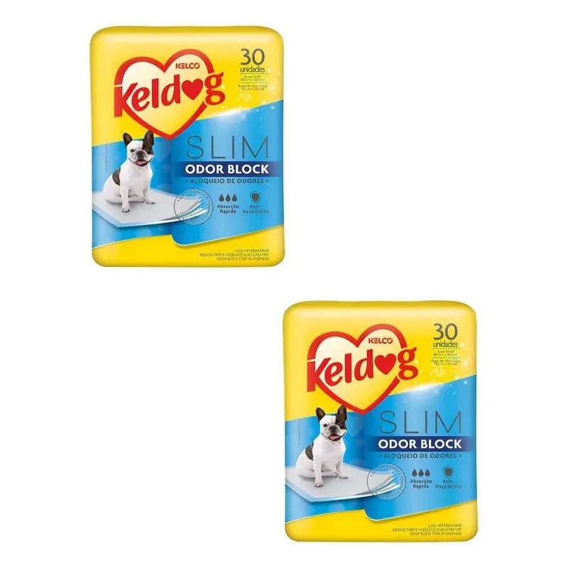 Kit 2 Tapetes Higiênicos Keldog Slim Odor Block 30 Unidades