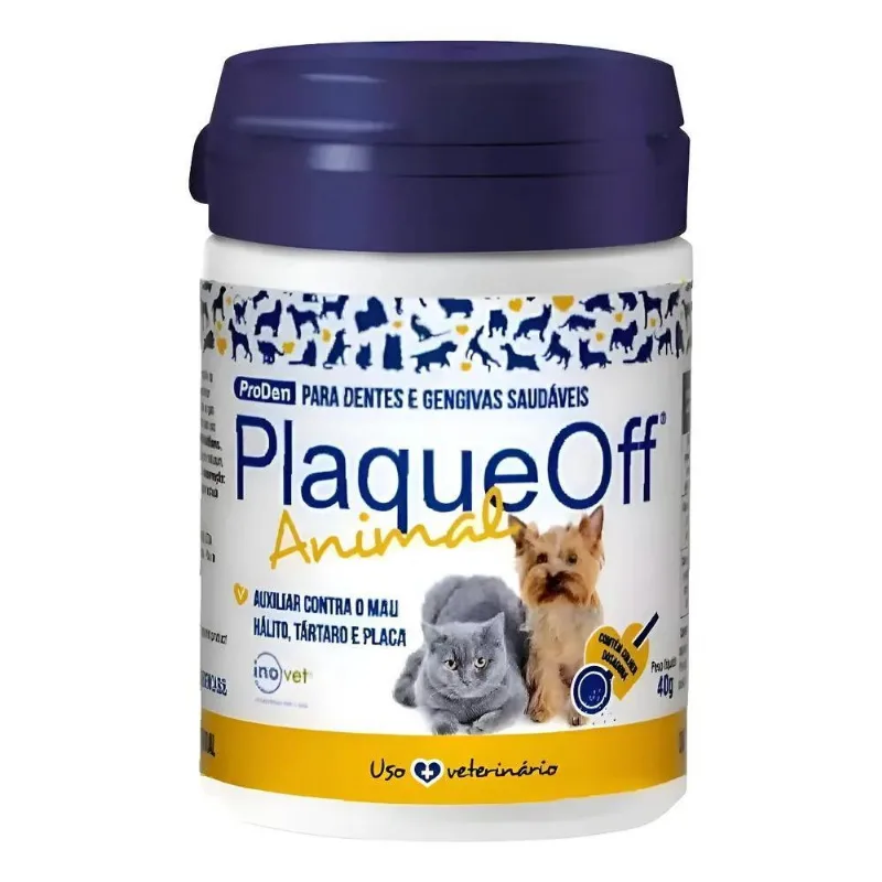 Inovet Plaqueoff Creme Dental Pó 40g Para Cães E Gatos Natur