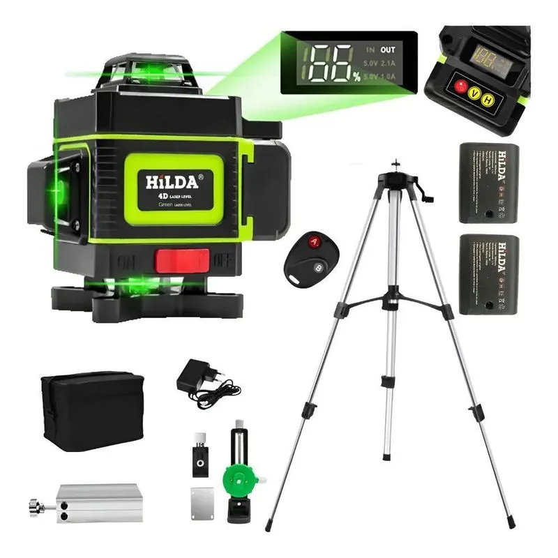 Nível Laser 16 Linhas Verde 2 Baterias Recarregável Com Disp