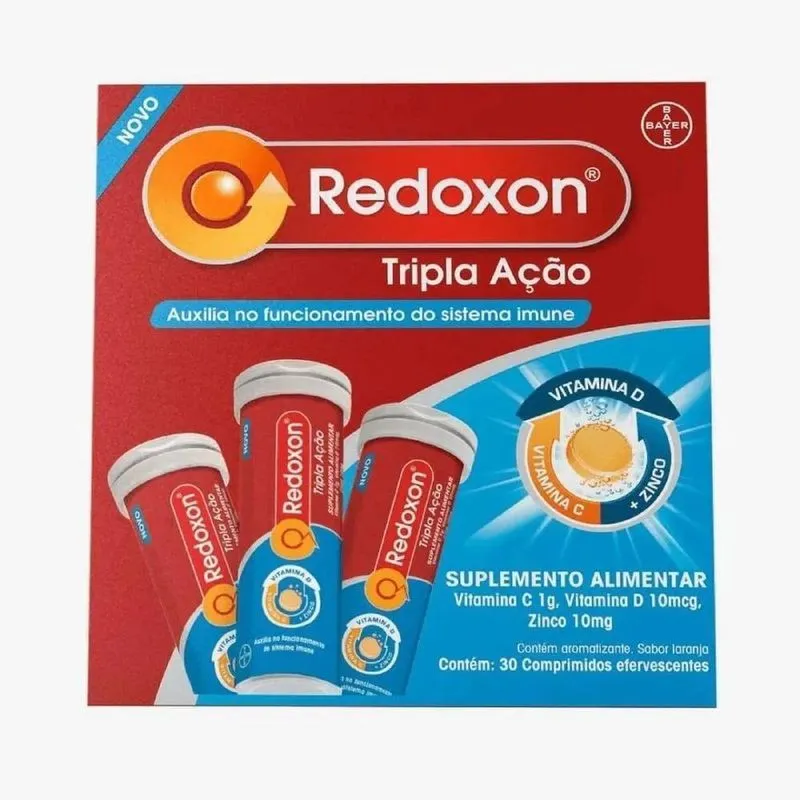 5x Vitamina C D E Zinco Tripla Ação Com 30 Efervescentes Red