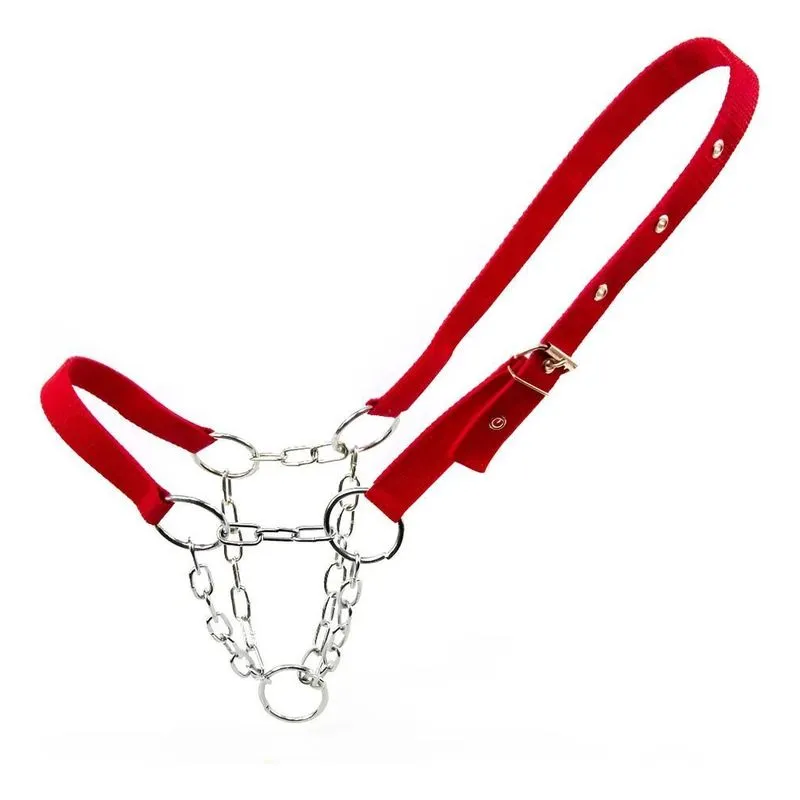 Cabresto Para Bezerro De Fita Com Corrente De Ferro 5 Vermel