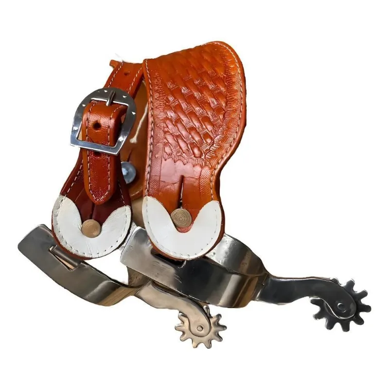 Par De Esporas Inox Correia Havana De Luxo Para Cavalo Doma