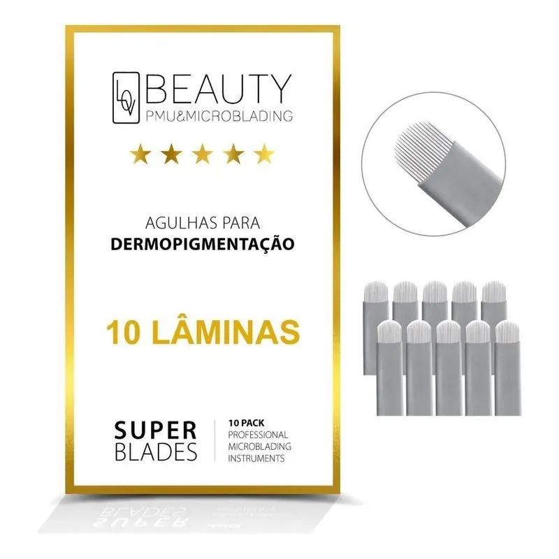 10 Lâminas Agulhas Tebori Ponta 18u 0,18mm Microblading Micr