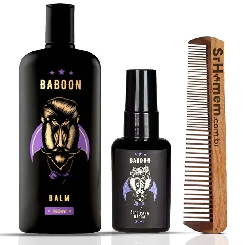 Balm E Óleo Hidratante Para Barba + Pente Duplo Baboon