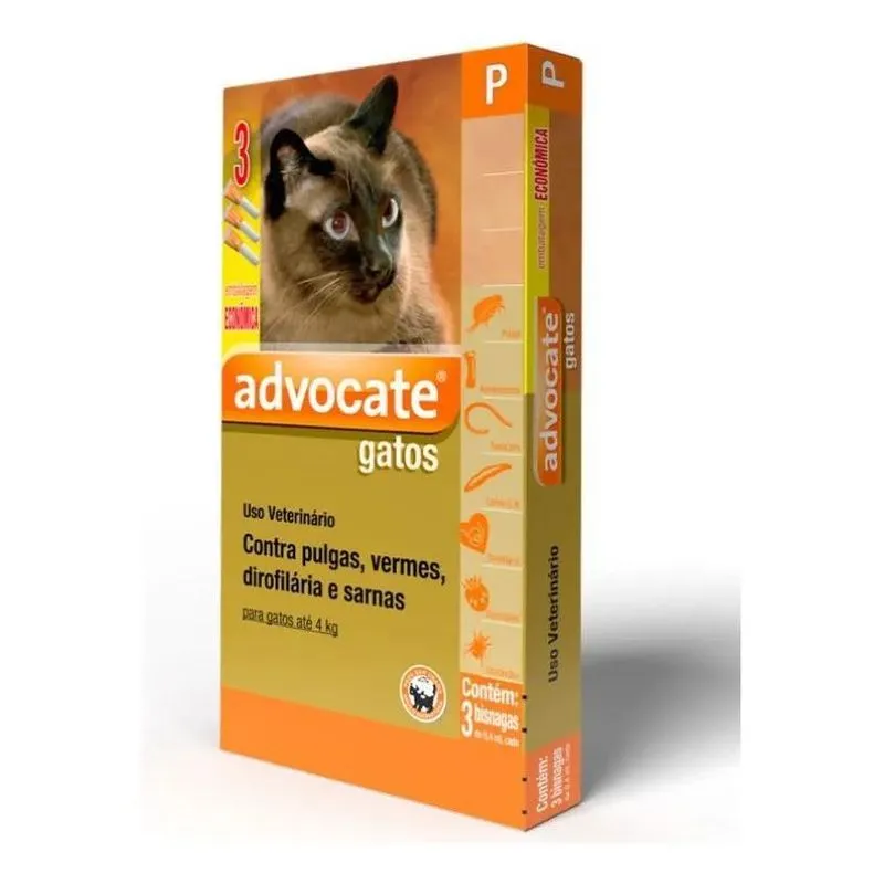 Advocate Gatos Até 4kg Combo 3 Pipetas