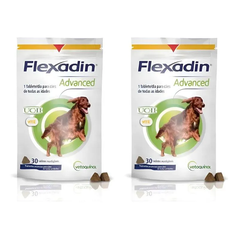 2 Colágeno Cão Flexadin Advanced 30 Tabletes Mastigáveis