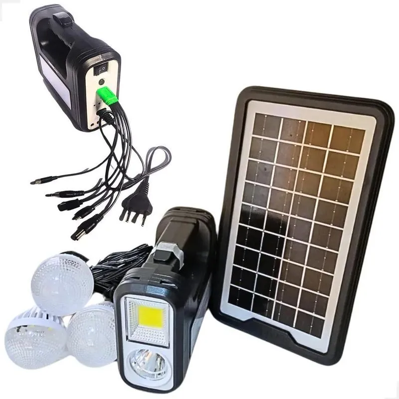 Kit Iluminação Camping Barraca Carregador Solar Portatil Led