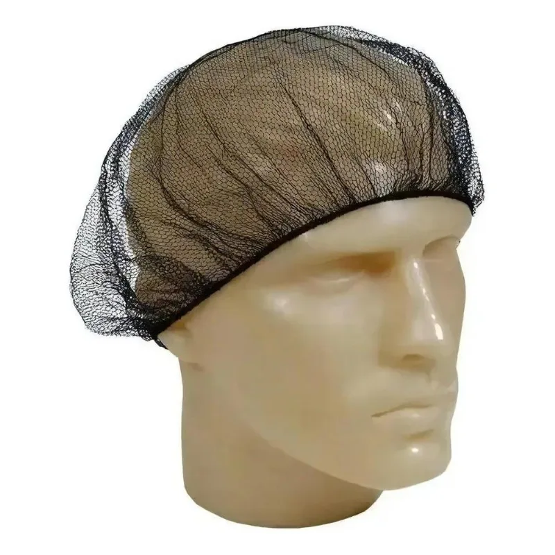 2x Touca De Cabelo Descartável Preta Para Cozinheira - 100 U