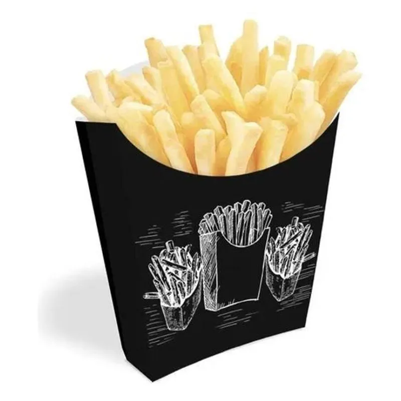 2x Caixinha Para Batata Frita - Preto - 100un