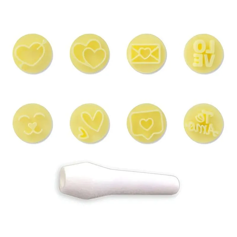 Kit Carimbos Amor Com 9 Peças Para Doces E Massas Cor Amarel