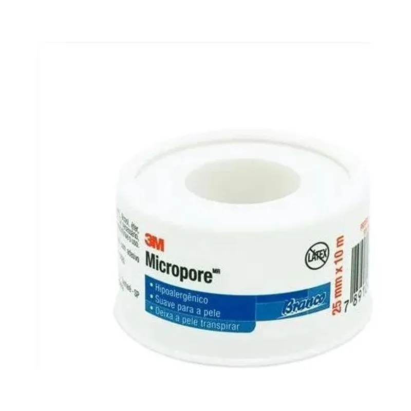 3x Fita Micropore 25mm X 10m Hipoalergênica Branca 3m