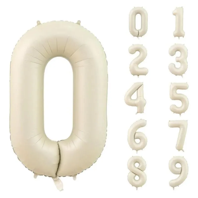 10x Balao Numero Bege Champagne Metalizado 75cm