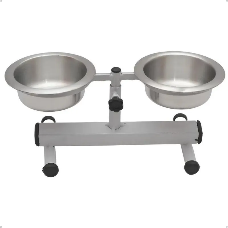 Petliz Comedor Duplo Pote Alumínio Regulável Branco Para Cac